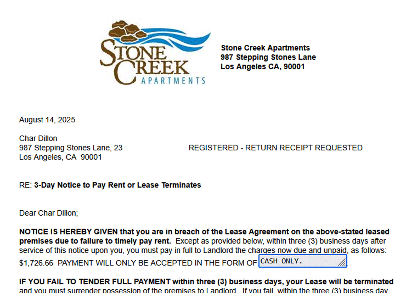 Preformatted Letters