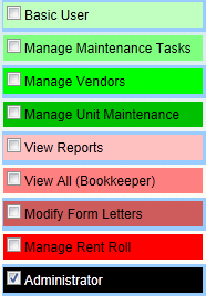 Role Based Permissions interface showing user access controls